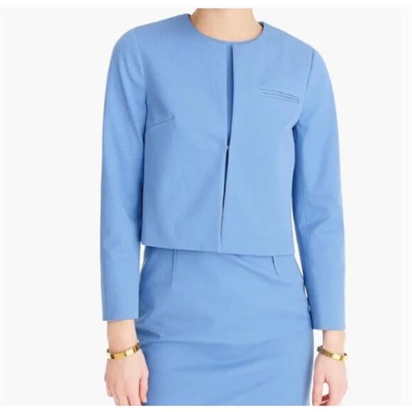 J. Crew 365 Cropped Collarless Jacket In Bi-Stretch Cotton Size 2 - Picture 1 of 8